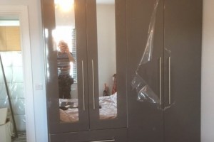 Grey Wardrobe silver handles